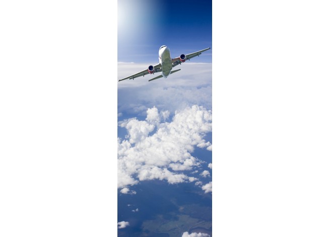 Наклейка на дверь Большой пассажирский самолёт в небе